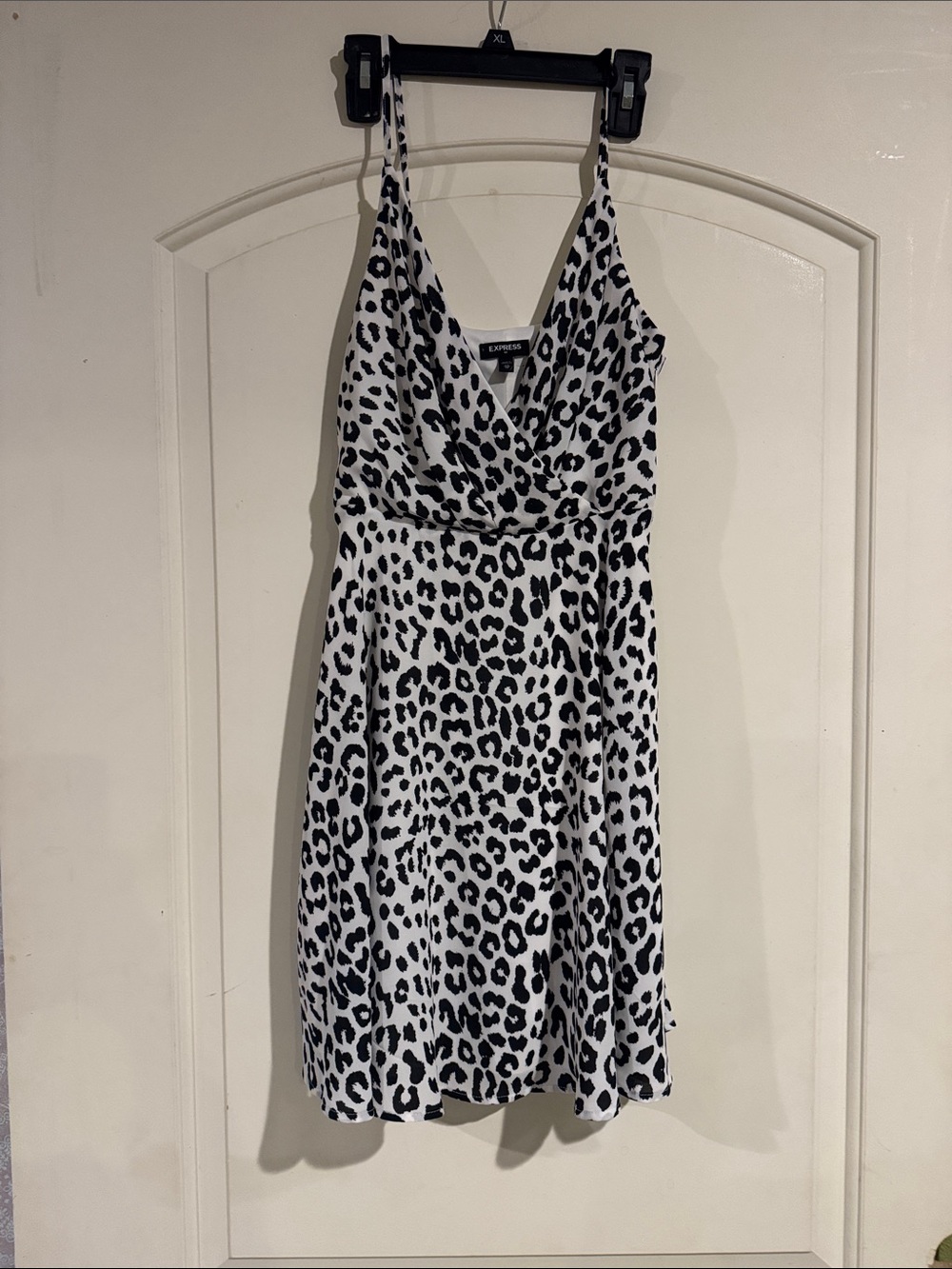 Express Black & White Leopard Print Spaghetti Strap Dress